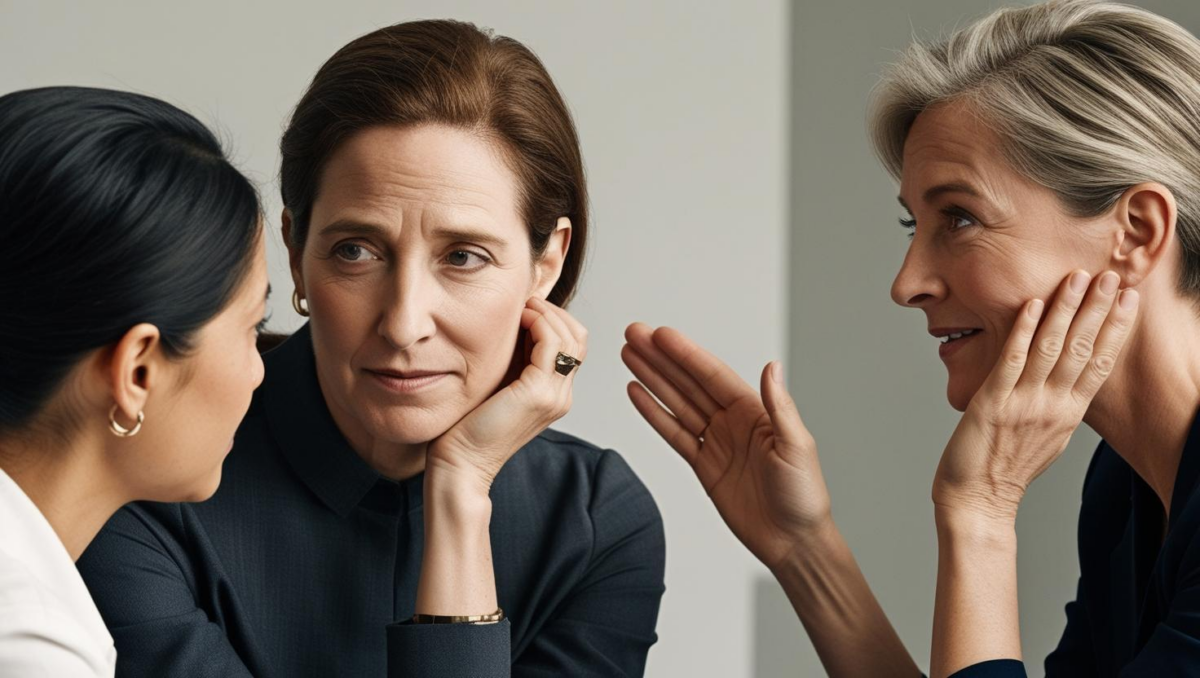 3 women having a meaningful conversation