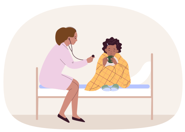 Nurse attending sick child