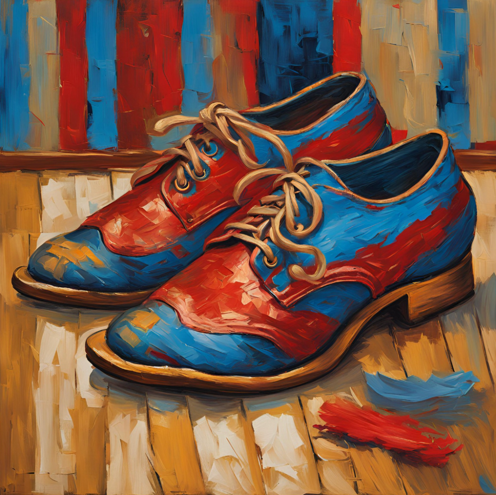 Red and blue shoes