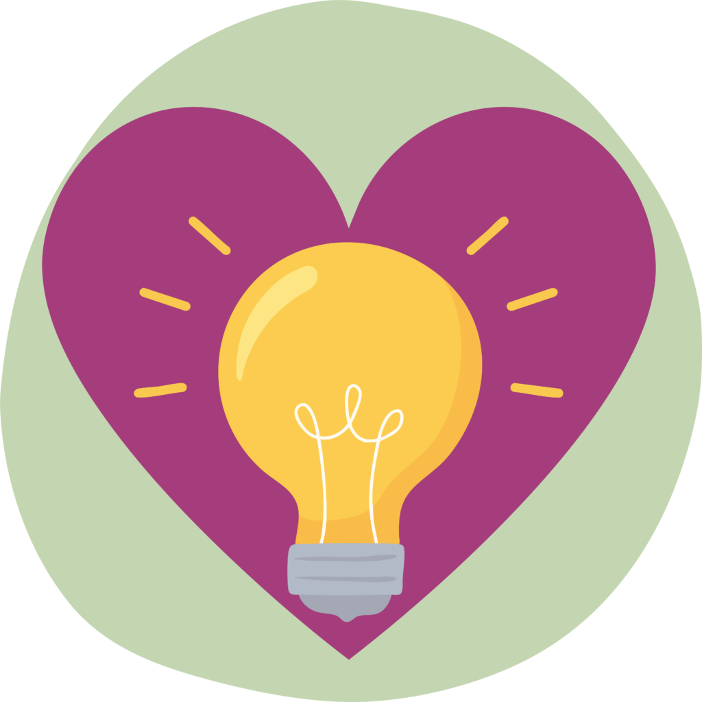 Illustration of a brain being watered with hearts and leaves growing from it, symbolizing mental and emotional growth.