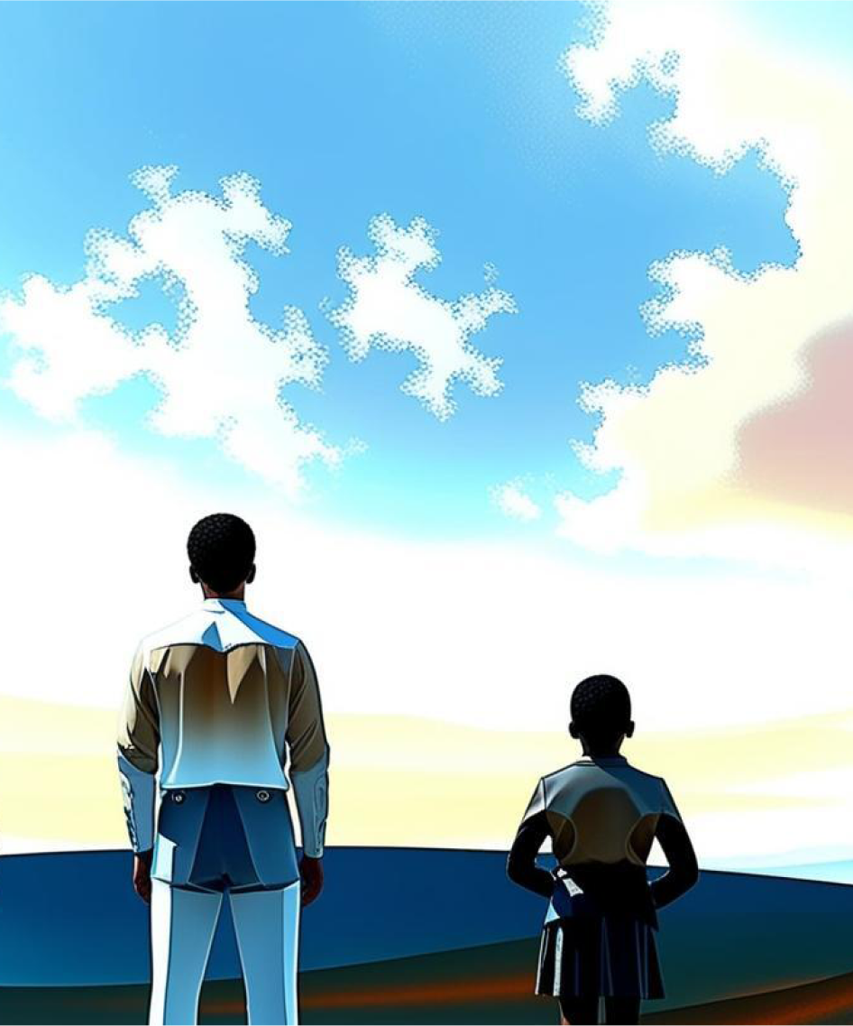 image of children staring out over landscape
